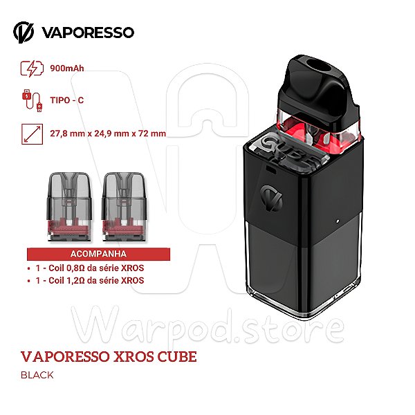 Aparelho Pod Vaporesso Xros Cube - Black