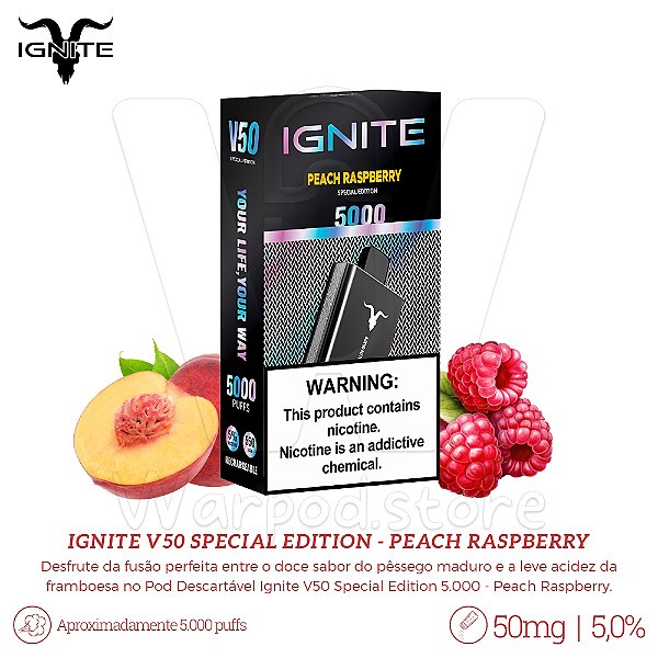 Pod Desc Ignite V50 Special Edition 5.000 - Peach Raspberry