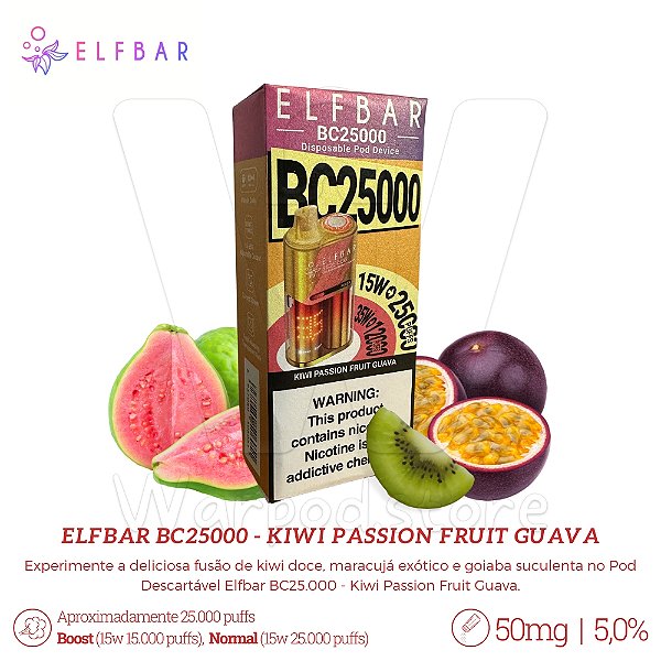 Pod Desc Elfbar Bc25.000 - Kiwi Passion Fruit Guava