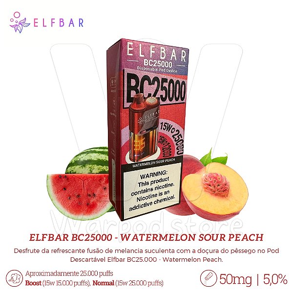 Pod Desc Elfbar Bc25.000 - Watermelon Suor Peach
