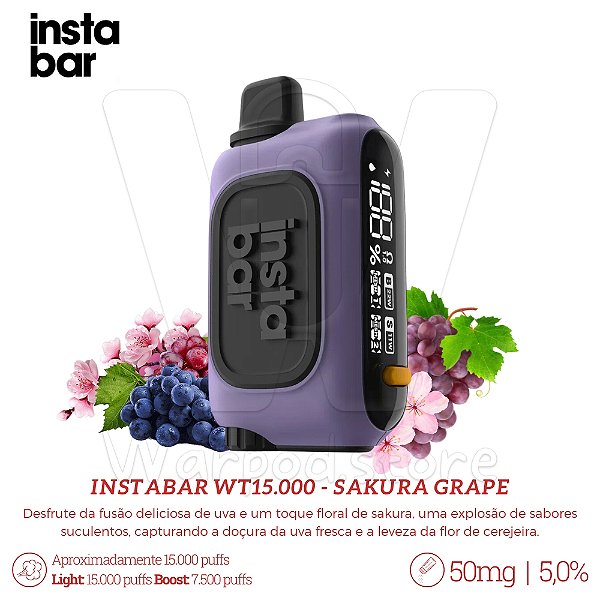Pod Desc Instabar WT15.000 - Sakura Grape