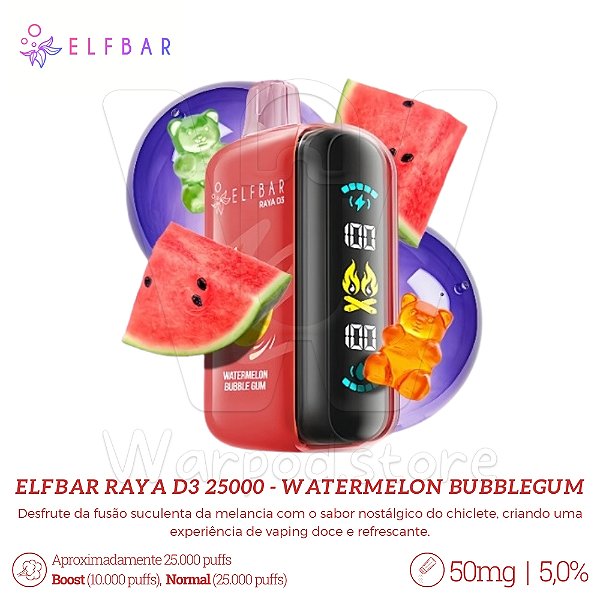 Pod Desc Elfbar Raya D3 25.000 - Watermelon Bubble Gum