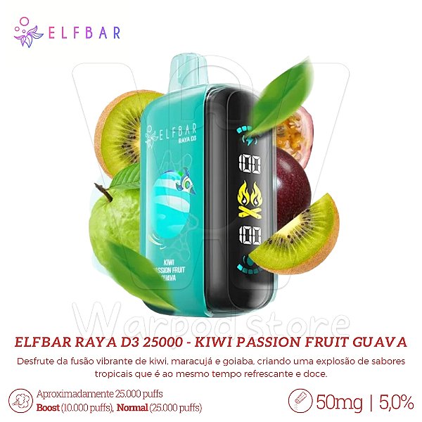 Pod Desc Elfbar Raya D3 25.000 - Kiwi Passion Fruit Guava