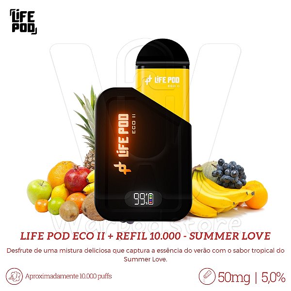 Bateria Life Pod Eco II + Refil 10.000 - Summer Love