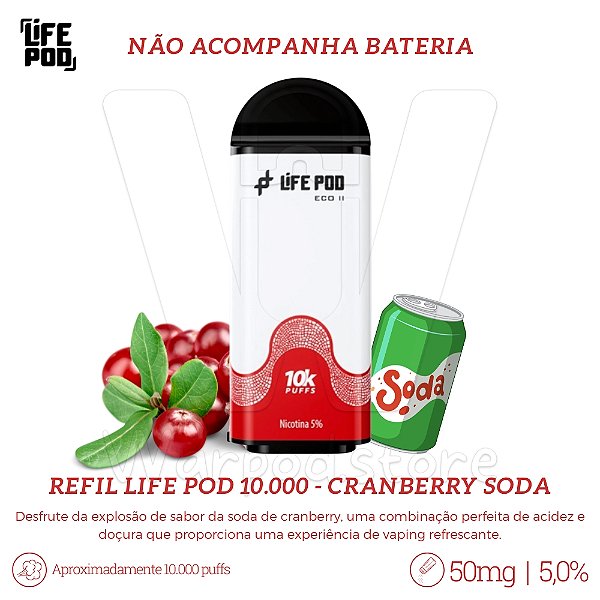Refil Desc Life Pod Eco II 10.000 - Cranberry Soda