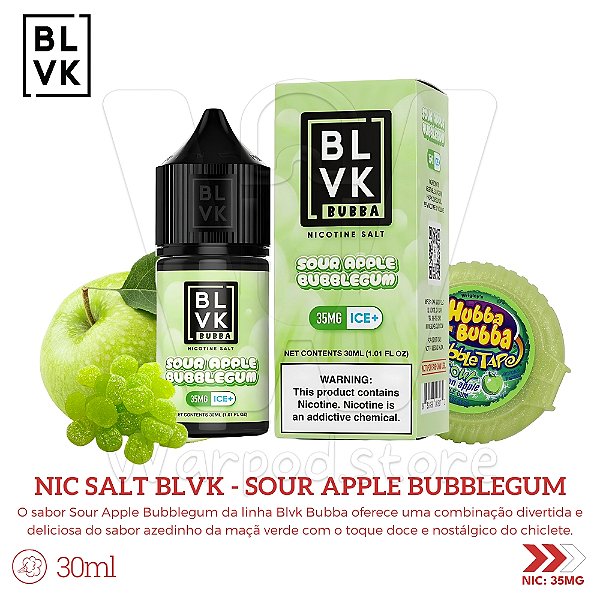 Nic Salt Blvk Bubba 30ml / 35mg - Sour Apple Bubblegum