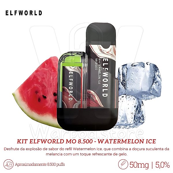 Bateria Elfworld + Refil MO8.500 - Watermelon Ice