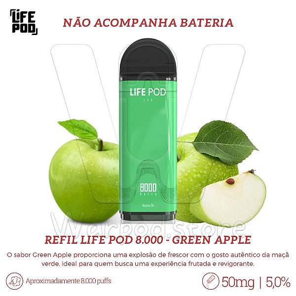 Refil Desc Life Pod 8.000 - Green Apple