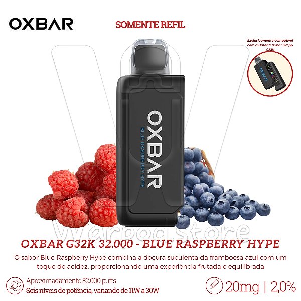 Refil Desc Oxbar G32K 32.000 - Blue Raspberry Hype
