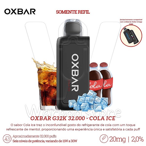Refil Desc Oxbar G32K 32.000 - Cola Ice
