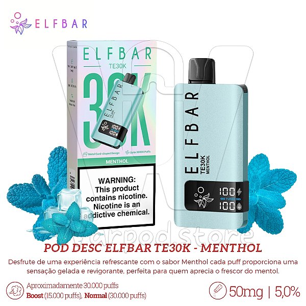 Pod Desc Elfbar TE30k - Menthol