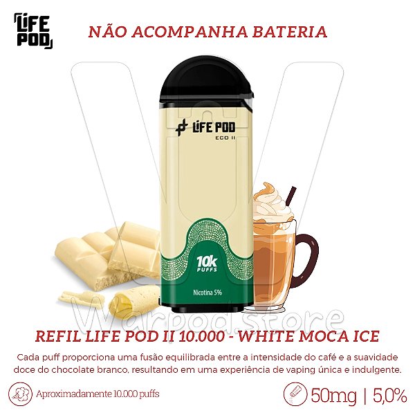 Refil Desc Life Pod Eco II 10.000 - White Moca Ice