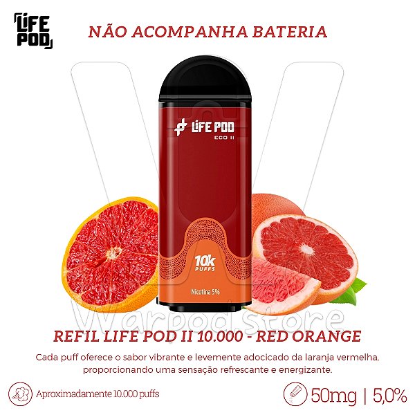 Refil Desc Life Pod Eco II 10.000 - Red Orange
