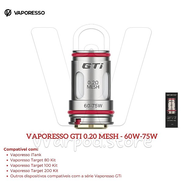 Resistencia Vaporesso Gti 0.20 Mesh 60w-75w