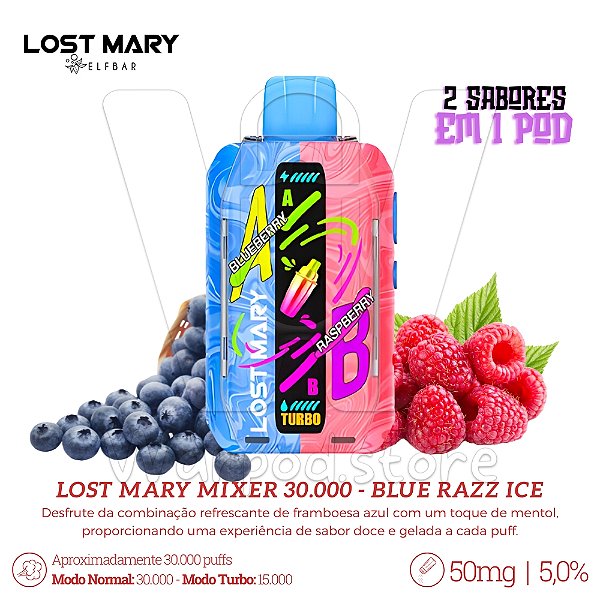 Pod Desc Lost Mary Mixer 30.000 - Blue Razz Ice