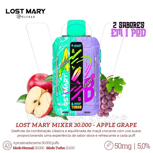 Pod Desc Lost Mary Mixer 30.000 - Apple Grape