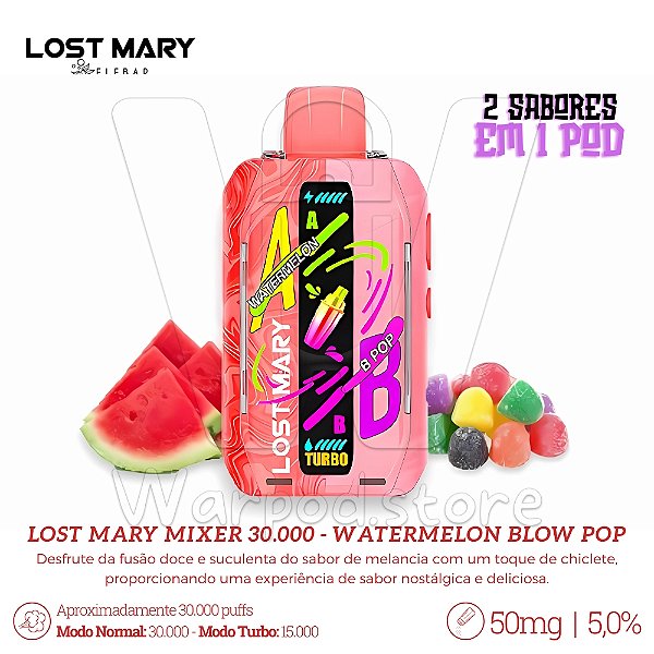 Pod Desc Lost Mary Mixer 30.000 - Watermelon Blow Pop