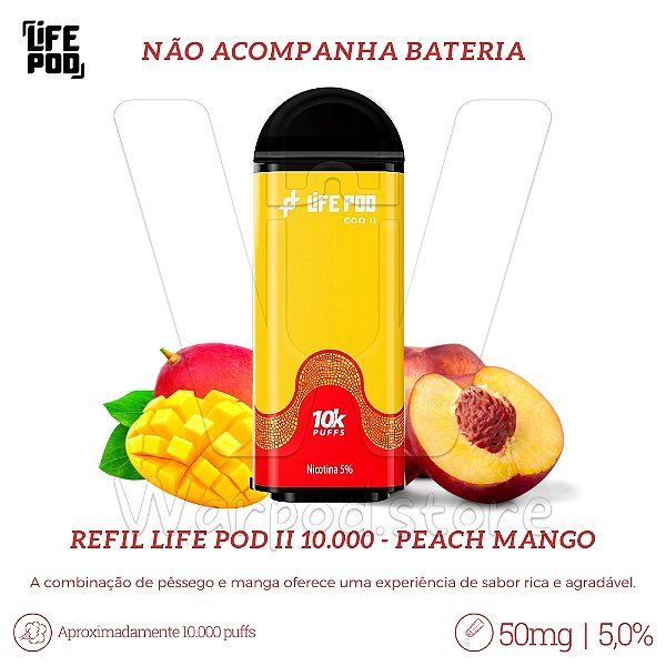 Refil Desc Life Pod Eco II 10.000 - Peach Mango