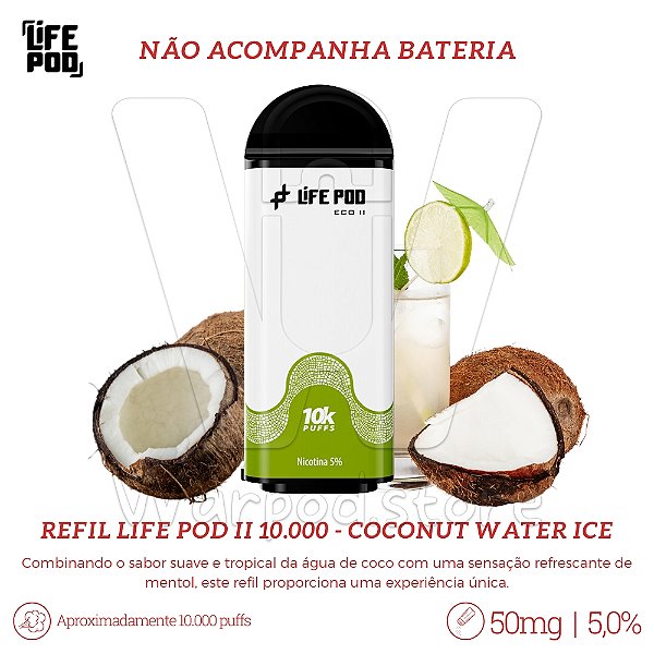 Refil Desc Life Pod Eco II 10.000 - Coconut Water Ice