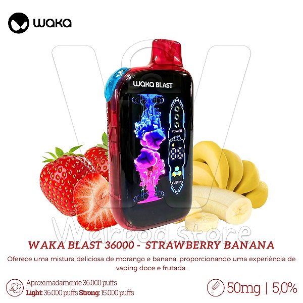 Pod Desc Waka Blast 36000 - Strawberry Banana