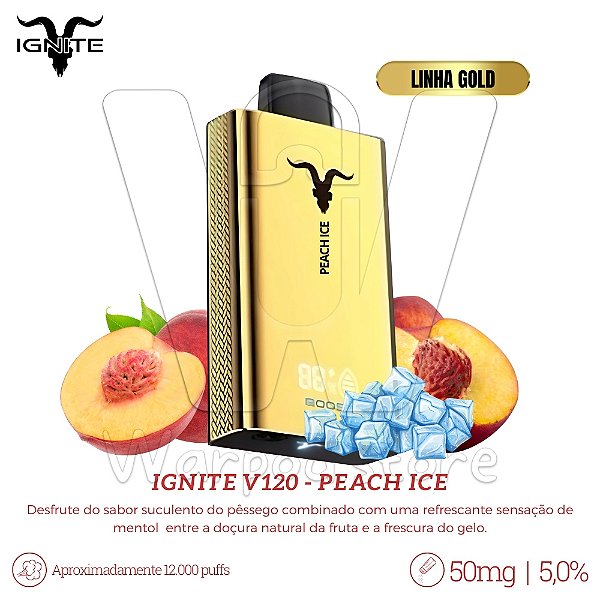 Pod Desc Ignite V120 12.000 (GOLD) - Peach Ice