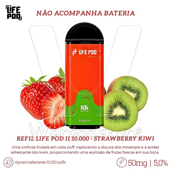 Refil Desc Life Pod Eco II 10.000 - Strawberry Kiwi
