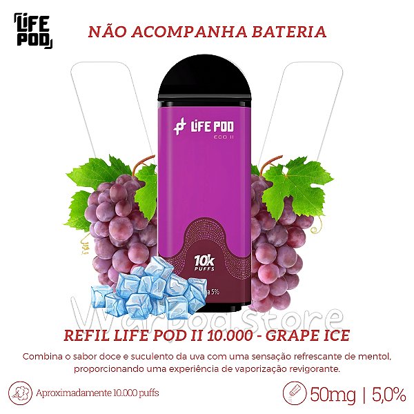 Refil Desc Life Pod Eco II 10.000 - Grape Ice