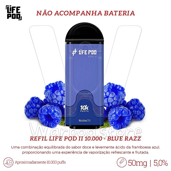 Refil Desc Life Pod Eco II 10.000 - Blue Razz