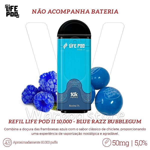 Refil Desc Life Pod Eco II 10.000 - Blue Razz Bubblegum