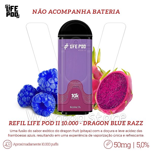 Refil Desc Life Pod Eco II 10.000 - Dragon Blue Razz