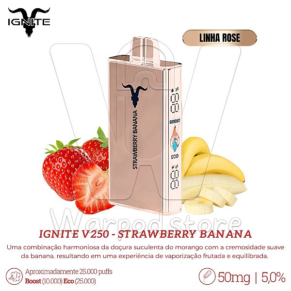 Pod Desc Ignite V250 25.000 (ROSE) - Strawberry Banana