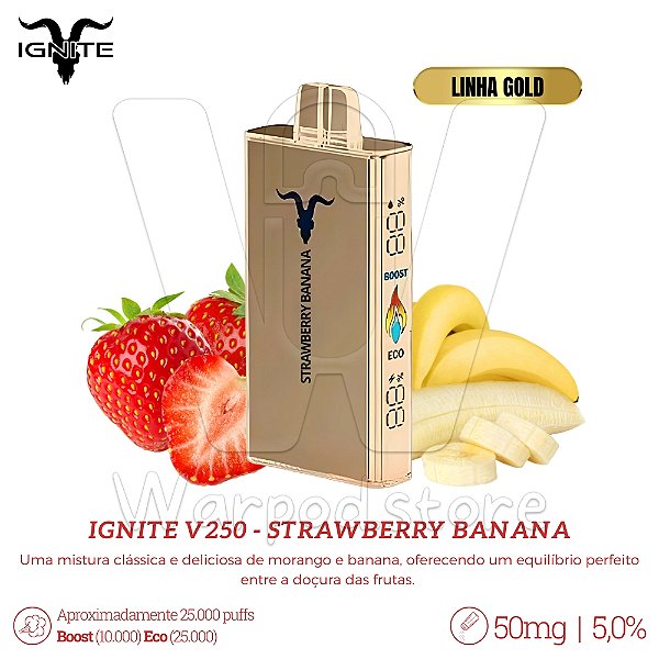 Pod Desc Ignite V250 25.000 (GOLD) - Strawberry Banana