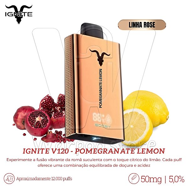 Pod Desc Ignite V120 12.000 (ROSE) - Pomegranate Lemon