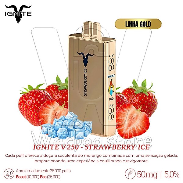 Pod Desc Ignite V250 25.000 (GOLD) - Strawberry Ice