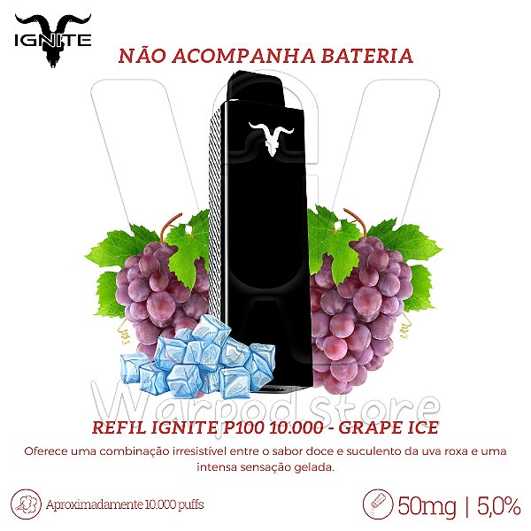 Refil Desc Ignite P100 10.000 - Grape Ice