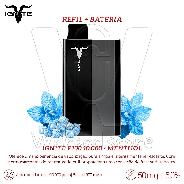 Pod + Refil Desc Ignite P100 10.000 - Menthol