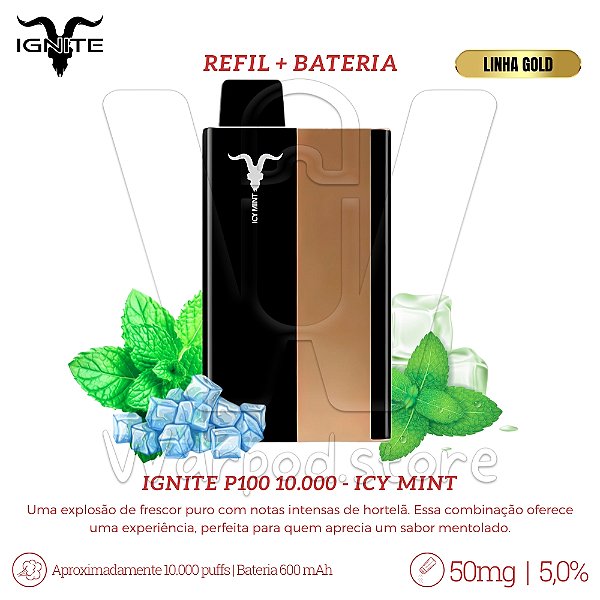 Pod + Refil Desc Ignite P100 10.000 (GOLD) - Icy Mint