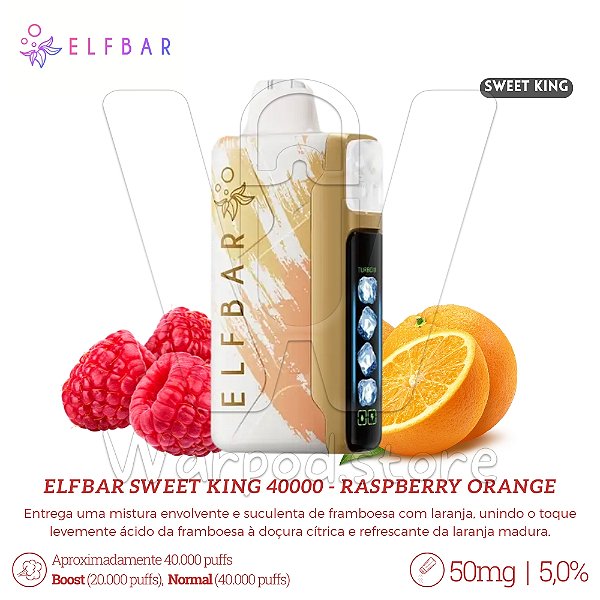 Pod Desc Elfbar Sweet King 40.000 - Raspberry Orange