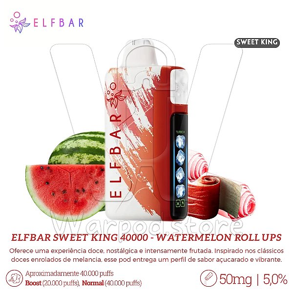 Pod Desc Elfbar Sweet King 40.000 - Watermelon Roll Ups