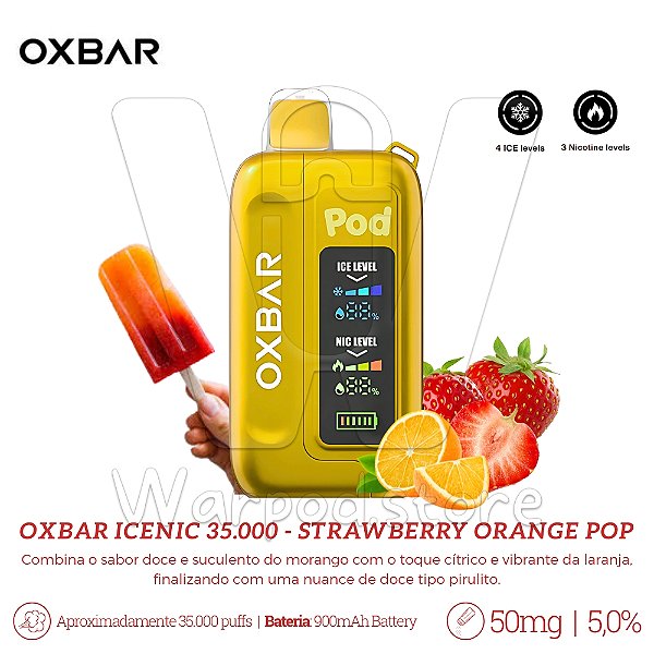 Pod Desc Oxbar IceNic 35.000 - Strawberry Orange Pop