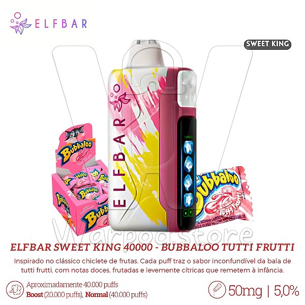 Pod Desc Elfbar Sweet King 40.000 - Bubbaloo Tutti Fruitti