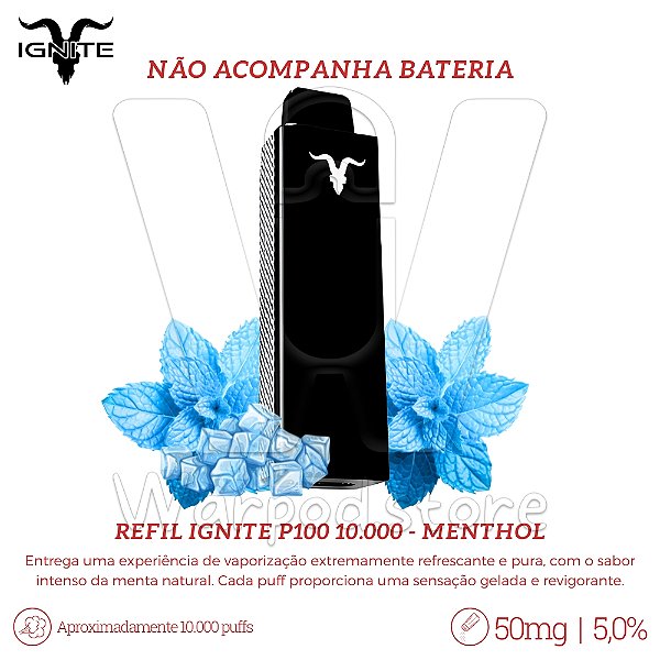 Refil Desc Ignite P100 10.000 - Menthol