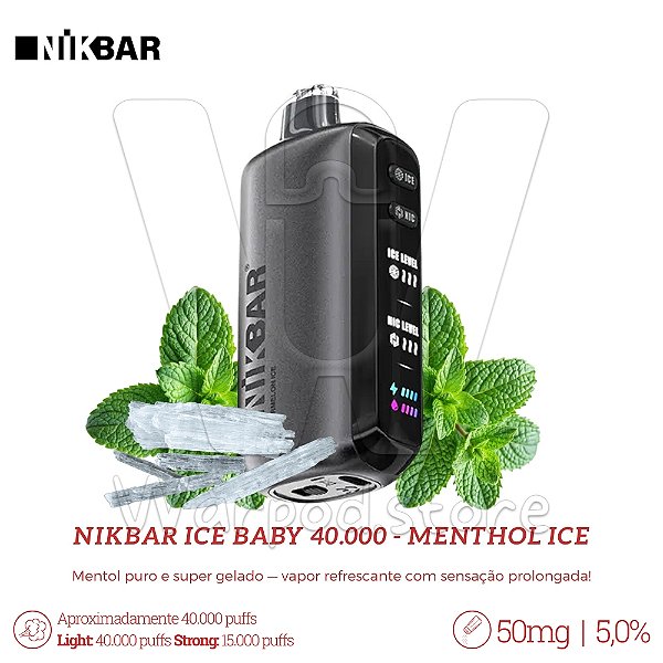 Pod Desc Nikbar Ice Baby 40.000 - Menthol Ice