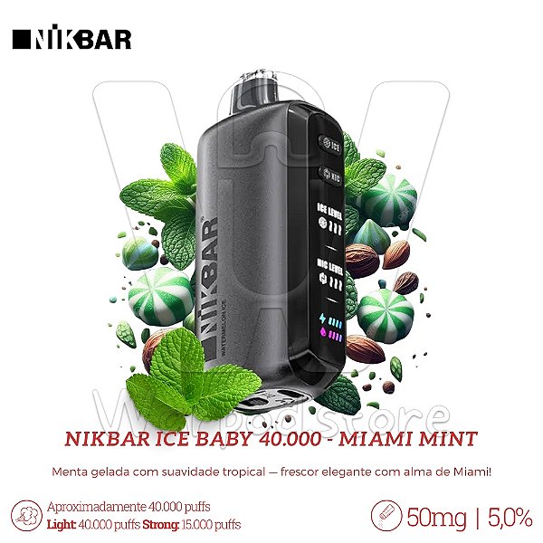 Pod Desc Nikbar Ice Baby 40.000 - Miami Mint