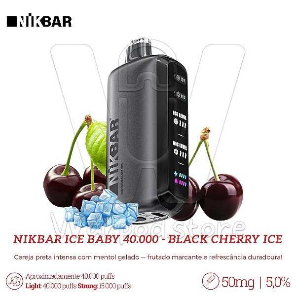 Pod Desc Nikbar Ice Baby 40.000 - Black Cherry Ice
