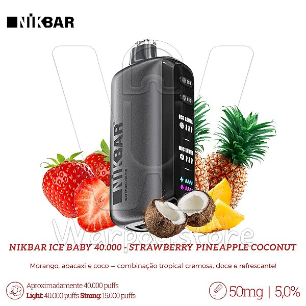 Pod Desc Nikbar Ice Baby 40.000 - Strawberry Pineapple Coconut