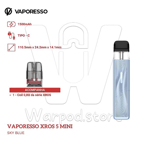 Aparelho Pod Vaporesso Xros 5 Mini - Sky Blue