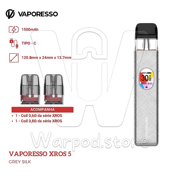 Aparelho Pod Vaporesso Xros 5 - Grey Silk