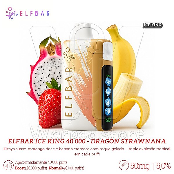 Pod Desc Elfbar Ice King 40.000 - Dragon Strawnana