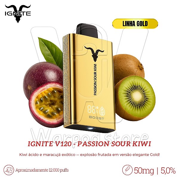Pod Desc Ignite V120 12.000 (GOLD) - Passion Sour Kiwi